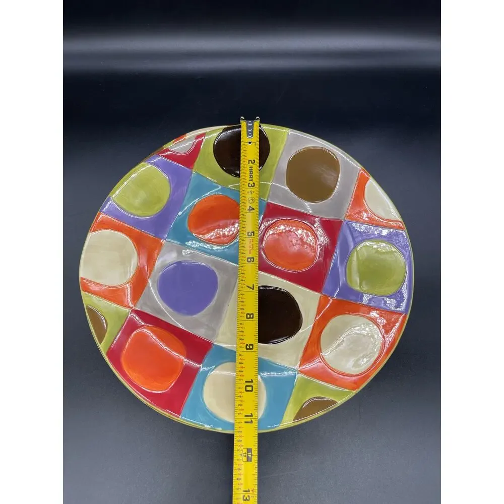 Pier 1 Urban Dot Earthenware Set of 2 Dinner Plates 12